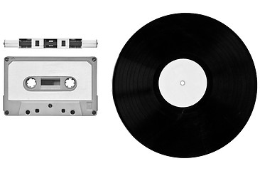 Image showing Tape cassette and record