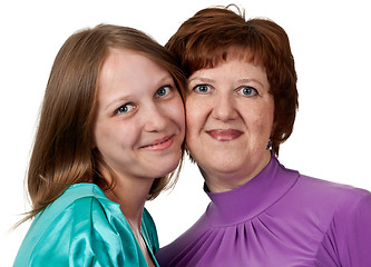 Image showing portrait of a middle-aged mother with a young daughter