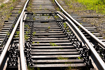 Image showing grass between on the railway