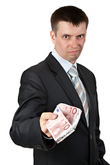 Image showing businessman casually gives the euro