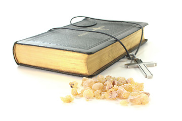 Image showing incense with Bible and cross