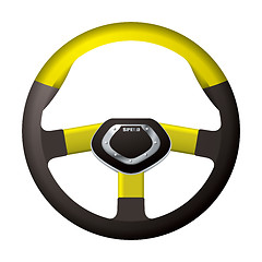 Image showing Sports steering gold wheel