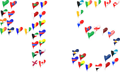 Image showing world country flags heart Number 4 5