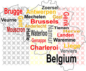 Image showing belgium map and words cloud with larger cities