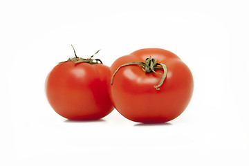 Image showing two red tomatoes on white background