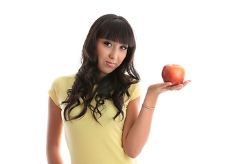 Image showing Healthy girl with fresh apple