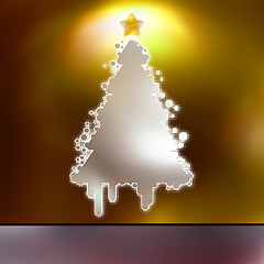 Image showing Christmas Tree on gold card. EPS 8