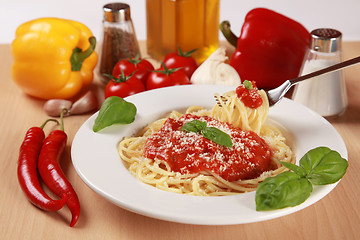 Image showing Fresh spaghetti meal