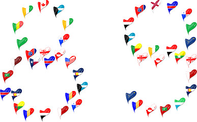 Image showing world country flag heart Number 8 9