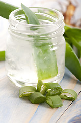 Image showing aloe vera juice with fresh leaves