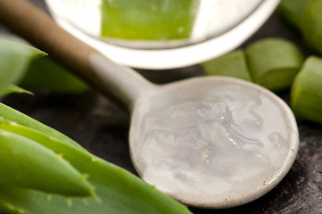 Image showing aloe vera juice with fresh leaves