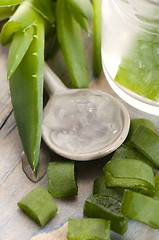 Image showing aloe vera juice with fresh leaves