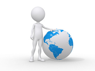 Image showing 3d people icon and the earth globe -This is a 3d render illustra