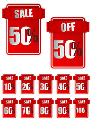 Image showing Set of Red Sale Stickers