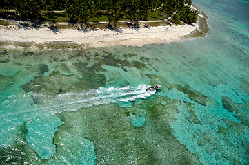 Image showing Speedboat and beach