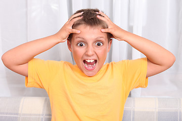 Image showing scared little boy 