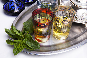 Image showing Traditional Moroccan mint tea 
