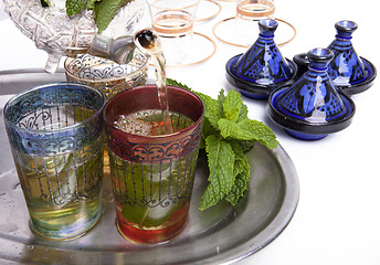 Image showing Traditional Moroccan mint tea 