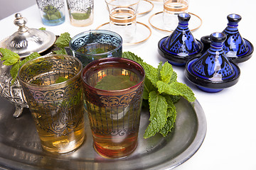 Image showing Traditional Moroccan mint tea 