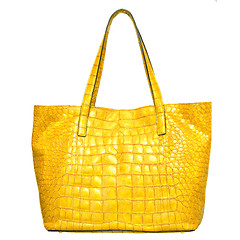 Image showing luxury yellow leather female bag isolated on white