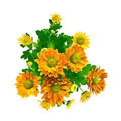 Image showing yellow chrysanthemum bouquet isolated on white