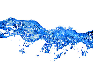 Image showing water splash with bubbles isolated on white