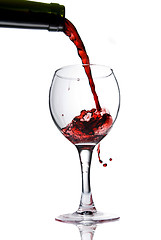 Image showing Pouring red wine in goblet