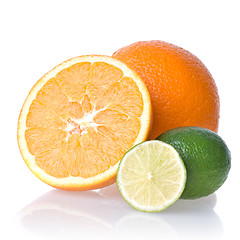 Image showing orange and lime isolated on white