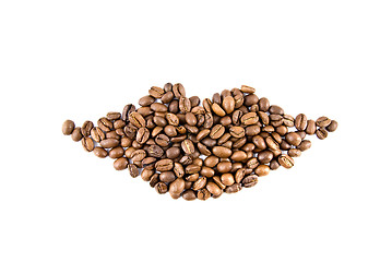 Image showing lips from coffee beans isolated on white