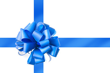 Image showing Blue bow from ribbon isolated on white