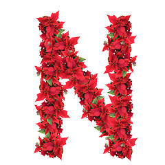 Image showing letter from red christmas flowers isolated on white