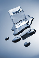 Image showing ice cube with water drops
