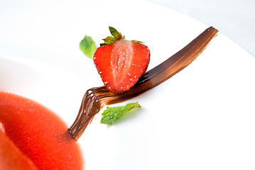 Image showing strawberry dessert on the plate