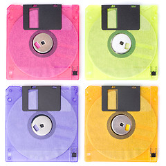Image showing Color floppy disks isolated on white
