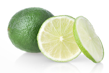 Image showing Green lime with slices on white