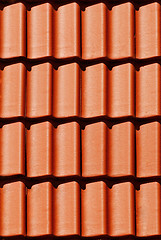 Image showing Close-up orange tile on roof in carpathians castle