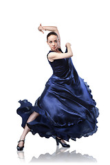 Image showing young woman dancing flamenco isolated on white