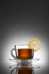 Image showing cup of tea with lemon