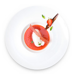 Image showing isolated strawberry dessert on the plate