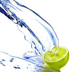 Image showing fresh water drops on lime isolated on white