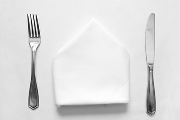 Image showing knife, fork and napkin in restaurant