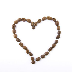 Image showing heart from coffee beans isolated on white