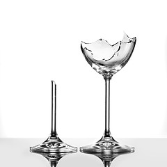 Image showing Broken wineglasses isolated on white