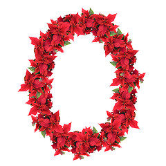 Image showing letter from red christmas flowers isolated on white