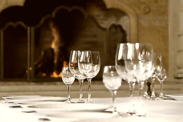 Image showing Glass goblets on the table