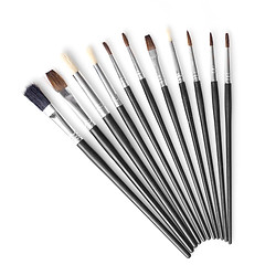 Image showing Set of different brushes isolated on white