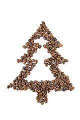 Image showing fir-tree from coffee beans isolated on white