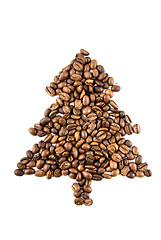 Image showing fir-tree from coffee beans isolated on white