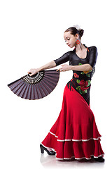 Image showing young woman dancing flamenco isolated on white