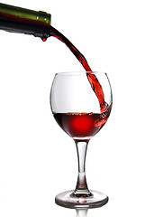 Image showing Pouring red wine in goblet